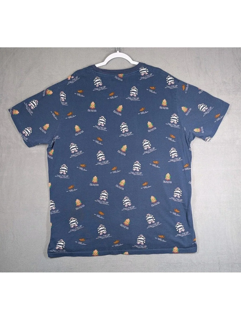 Polo Ralph Lauren Mens 2XLT Blue Pocket T Shirt Crest Rugby Print All Over Print